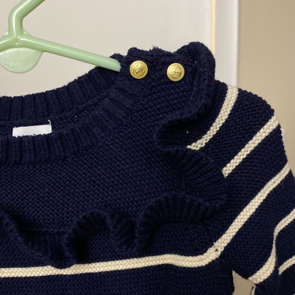 Baby Gap Cotton Sweater Navy White Dress Size 3-6M - Picture 3 of 8